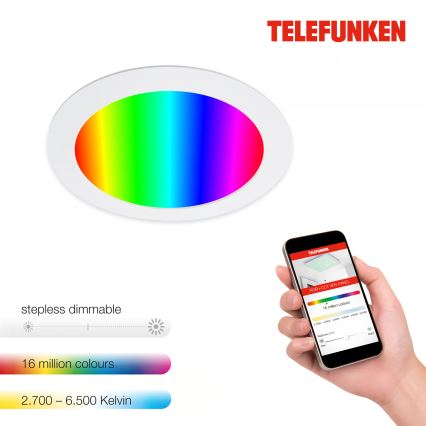 Telefunken 309406TF - LED RGBW Stmívatelné podhledové svítidlo FRAME LED/12W/230V 2700-6500K Wi-Fi Tuya bílá