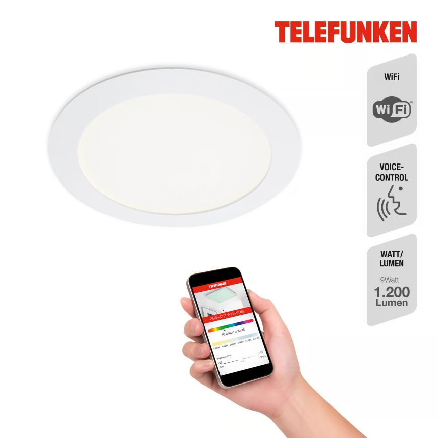 Telefunken 309406TF - LED RGBW Stmívatelné podhledové svítidlo FRAME LED/12W/230V 2700-6500K Wi-Fi Tuya bílá