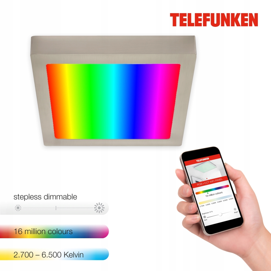 Telefunken 309602TF - LED RGBW Stmívatelné stropní svítidlo LED/18W/230V 2700-6500K Wi-Fi Tuya
