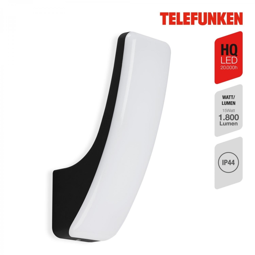 Telefunken 311605TF - LED Venkovní nástěnné svítidlo LED/15W/230V IP44 černá
