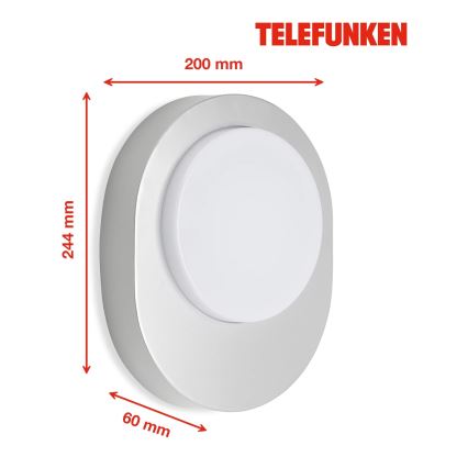 Telefunken 312004TF - LED Venkovní nástěnné svítidlo LED/8W/230V IP44 stříbrná