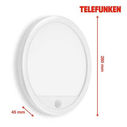 Telefunken 313706TF - LED Venkovní nástěnné svítidlo se senzorem LED/15W/230V IP44 bílá