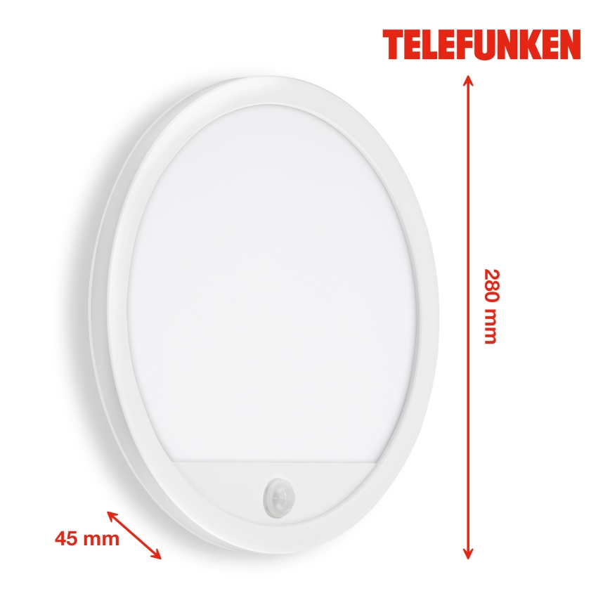 Telefunken 313706TF - LED Venkovní nástěnné svítidlo se senzorem LED/15W/230V IP44 bílá