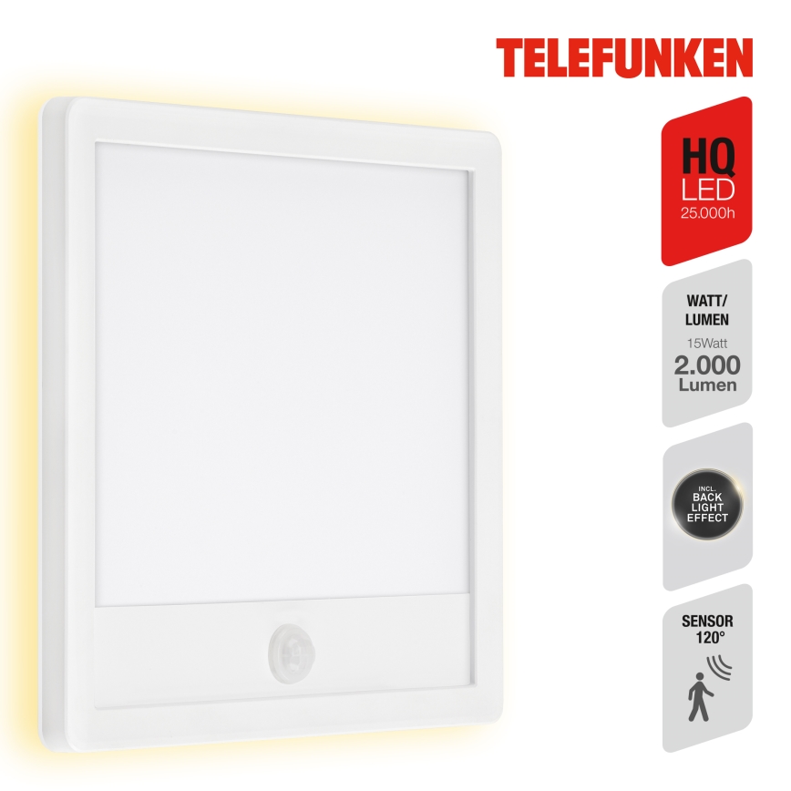 Telefunken 313806TF - LED Venkovní nástěnné svítidlo se senzorem LED/15W/230V IP44