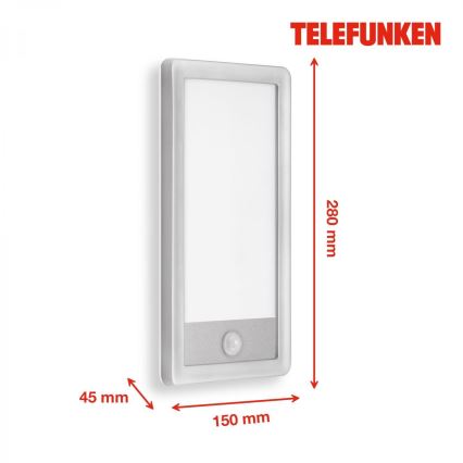 Telefunken 313904TF - LED Venkovní nástěnné svítidlo se senzorem LED/16W/230V IP44