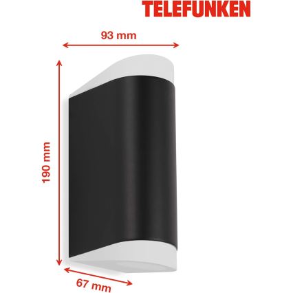 Telefunken 314905TF - LED Venkovní nástěnné svítidlo 2xGU10/5W/230V IP44 černá