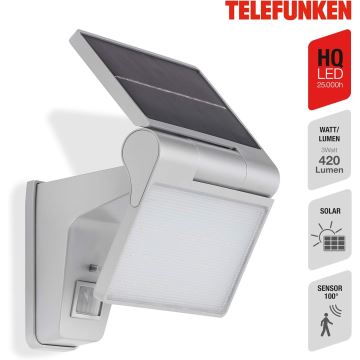 Telefunken 315204TF - LED Solární nástěnné svítidlo se senzorem LED/3W/3,7V IP44