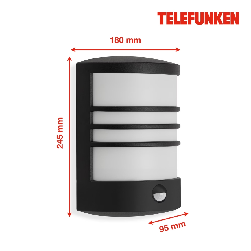 Telefunken 315505TF - LED Venkovní nástěnné svítidlo se senzorem LED/12W/230V IP44 černá
