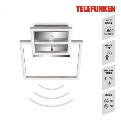 Telefunken 318608TF - LED Stropní svítidlo se senzorem FRAME LED/17W/230V 3000K matný chrom