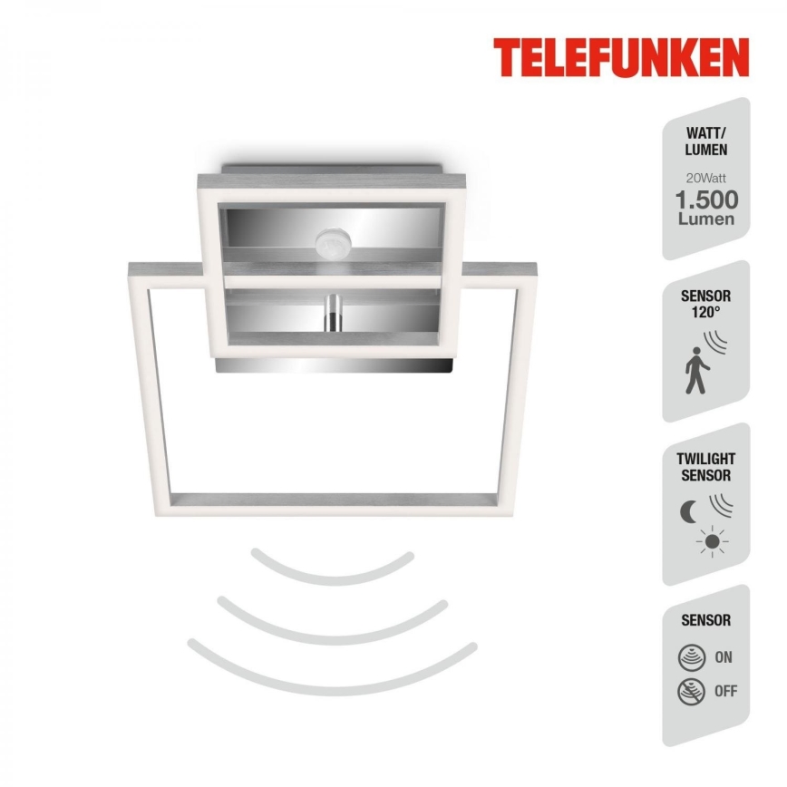 Telefunken 318608TF - LED Stropní svítidlo se senzorem FRAME LED/17W/230V 3000K matný chrom