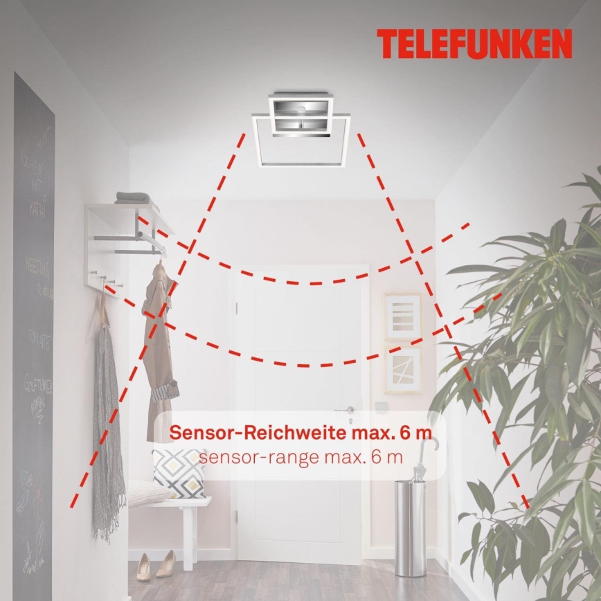 Telefunken 318608TF - LED Stropní svítidlo se senzorem FRAME LED/17W/230V 3000K matný chrom