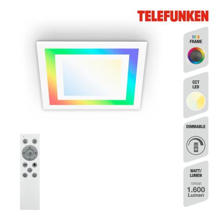 Telefunken 318706TF - LED RGBW Stmívatelný panel LED/18W/230V 3000-6500K + dálkové ovládání