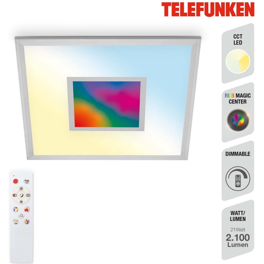 Telefunken 319704TF - LED RGB Stmívatelné stropní svítidlo LED/24W/230V 3000-6500K + dálkové ovládání