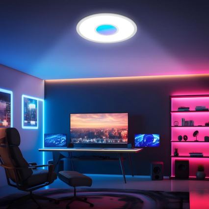 Telefunken 320104TF - LED RGBW Stmívatelné stropní svítidlo LED/21W/230V 3000-6500K pr. 45 cm + dálkové ovládání