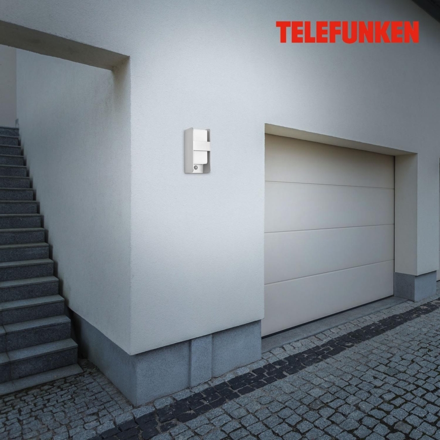 Telefunken 321104TF - Venkovní nástěnné svítidlo se senzorem 1xE27/12W/230V IP44 bílá