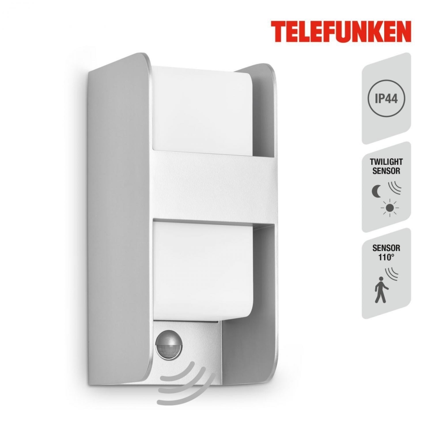 Telefunken 321104TF - Venkovní nástěnné svítidlo se senzorem 1xE27/12W/230V IP44 bílá