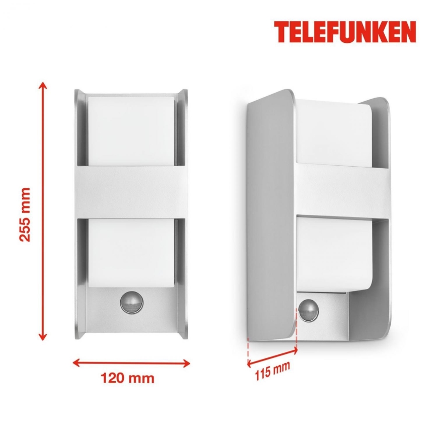 Telefunken 321104TF - Venkovní nástěnné svítidlo se senzorem 1xE27/12W/230V IP44 bílá