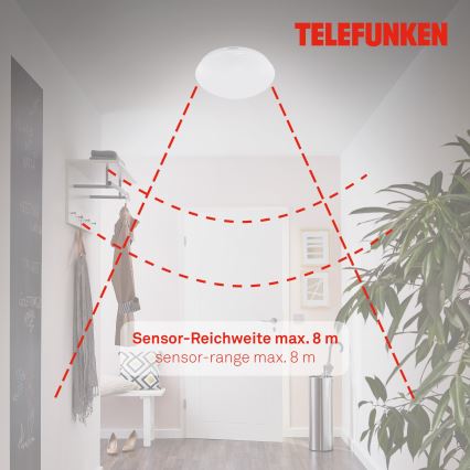 Telefunken 601206TF - LED Koupelnové stropní svítidlo se senzorem LED/15W/230V IP44 pr. 28 cm