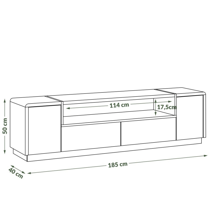 Televizní stolek FRED 185x40 cm antracit/dub artisan