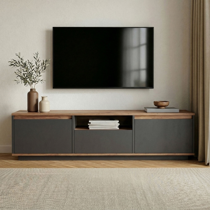 Televizní stolek KREDE 160x30 cm antracit/borovice