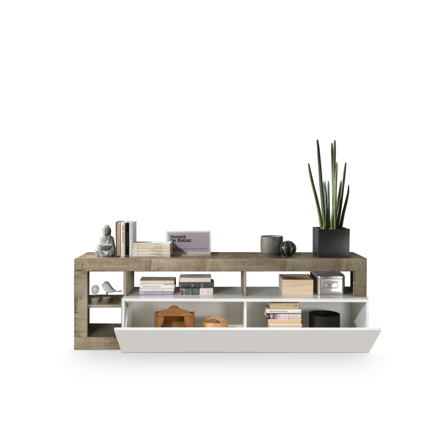 Televizní stolek LENOR 184x42 cm bílá/javor