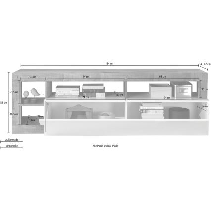 Televizní stolek LENOR bílá/dub