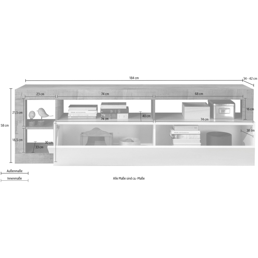 Televizní stolek LENOR bílá/dub