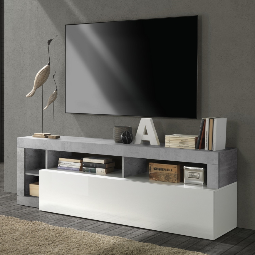 Televizní stolek LENOR bílá/šedá beton