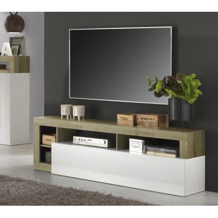 Televizní stolek LENOR bílá/světlý dub