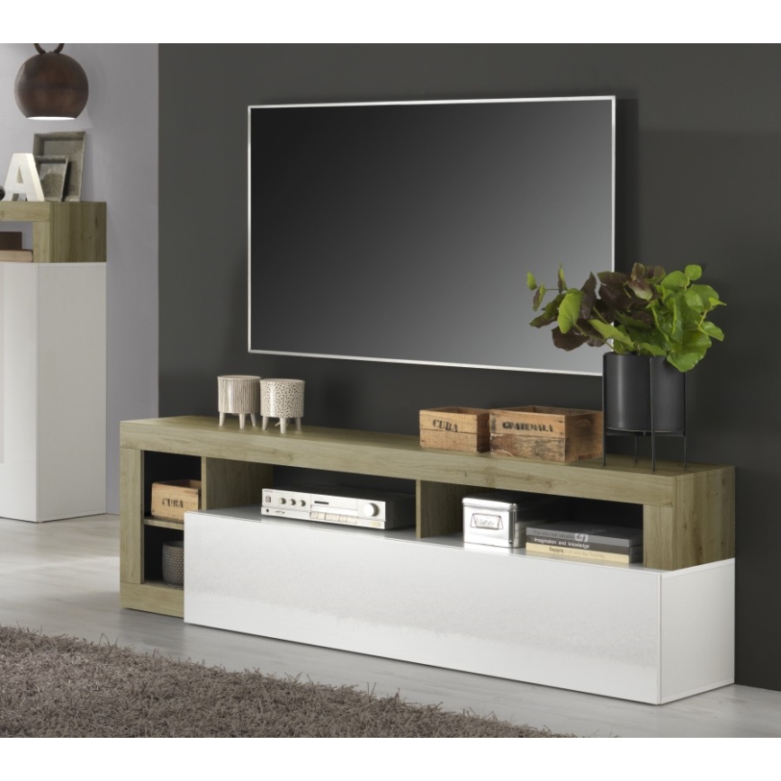 Televizní stolek LENOR bílá/světlý dub