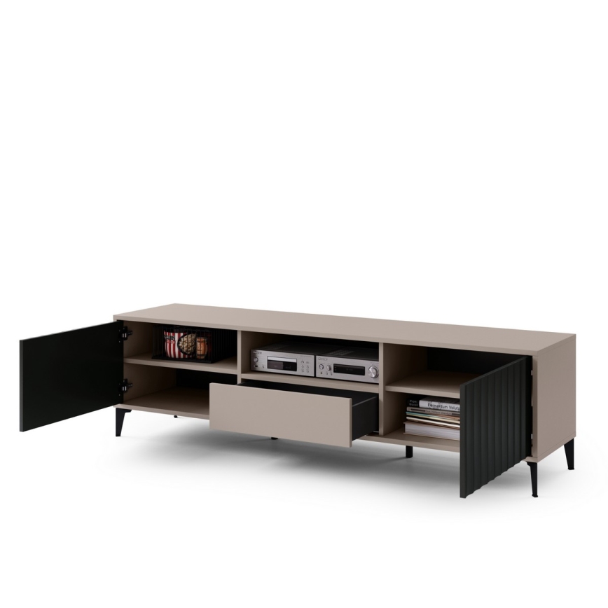 Televizní stolek se zásuvkou RONJA 182x43 cm taupe/černá