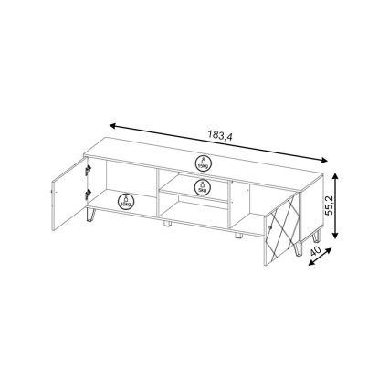 Televizní stolek SULA 184x40 cm dub artisan/bílá