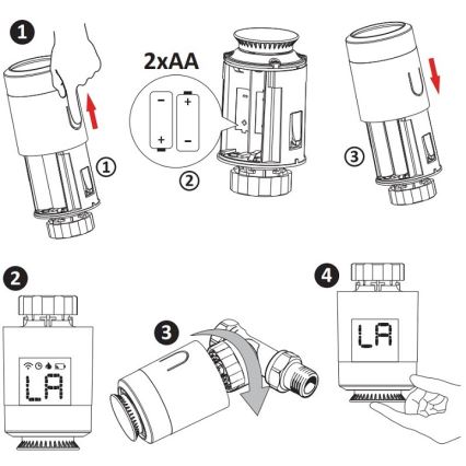 Termostatická hlavice Wi-Fi ZigBee 2xAA/3V Tuya