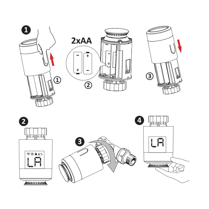 Termostatická hlavice Wi-Fi ZigBee 2xAA/3V Tuya