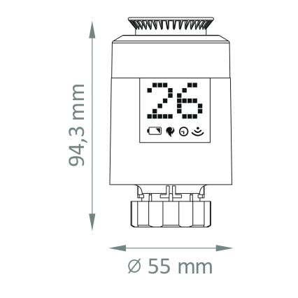 Termostatická hlavice Wi-Fi ZigBee 2xAA/3V Tuya