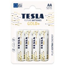 Tesla Batteries - 4 ks Alkalická baterie AA GOLD+ 1,5V