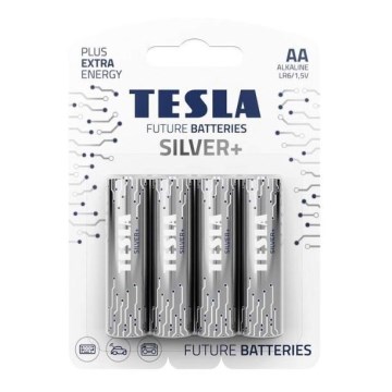 Tesla Batteries - 4 ks Alkalická baterie AA SILVER+ 1,5V 2900 mAh