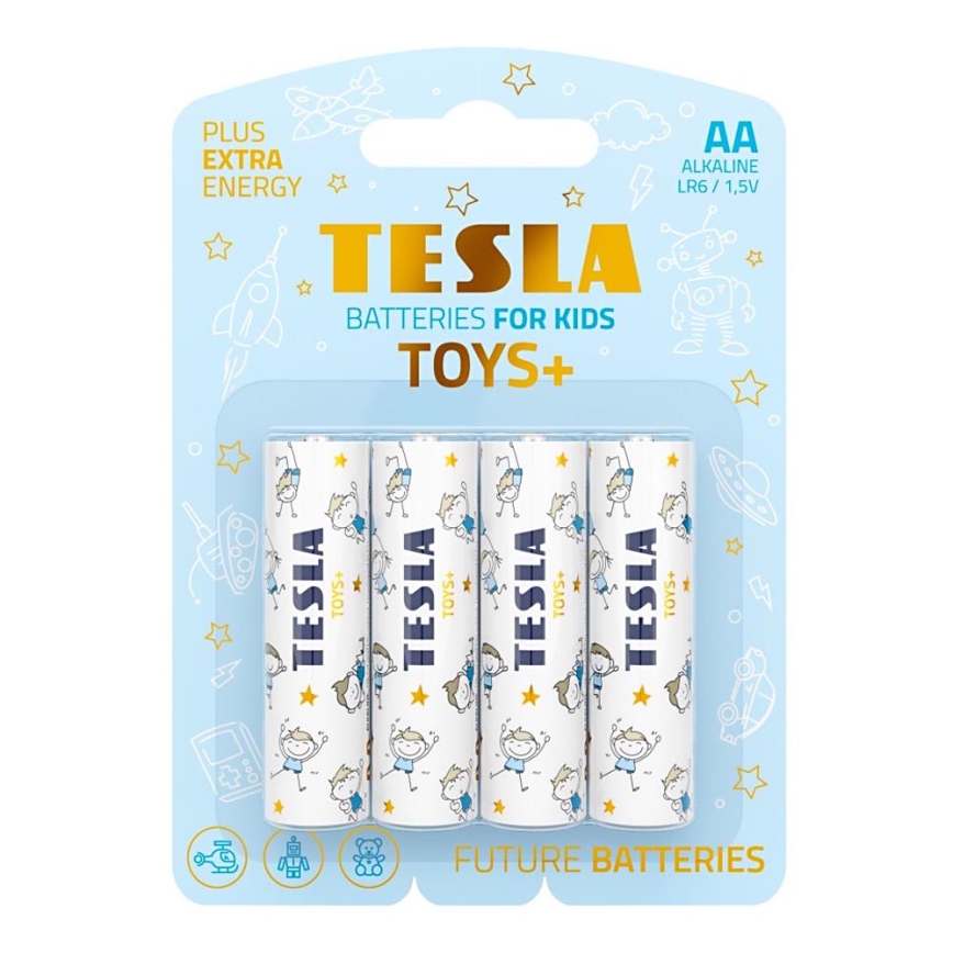 Tesla Batteries - 4 ks Alkalická baterie AA TOYS+ 1,5V 2900 mAh
