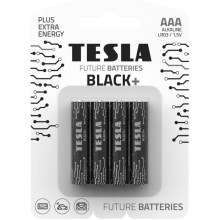 Tesla Batteries - 4 ks Alkalická baterie AAA BLACK+ 1,5V