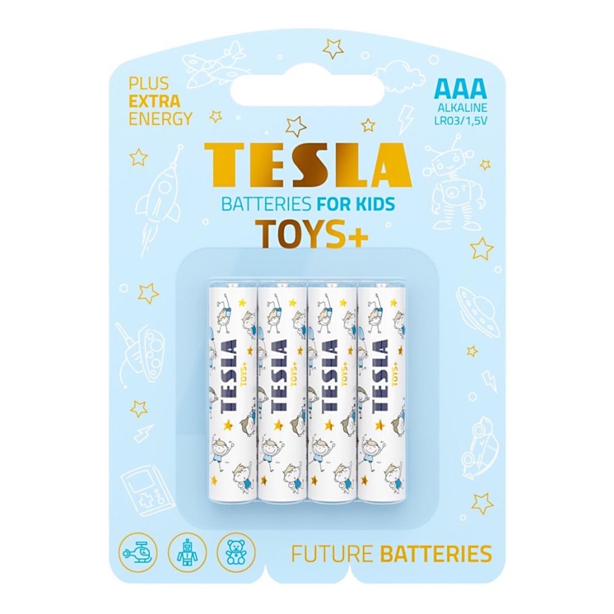 Tesla Batteries - 4 ks Alkalická baterie AAA TOYS+ 1,5V 1300 mAh