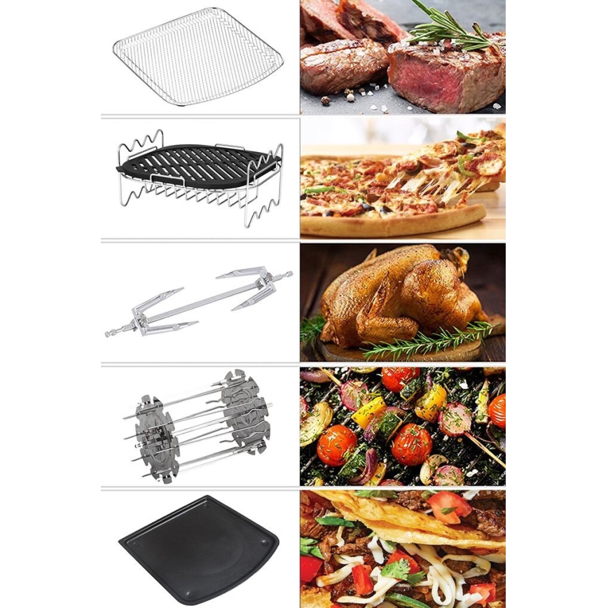 TESLA Electronics AirCook - Multifunkční digitální horkovzdušná fritéza 11 l 2000W/230V