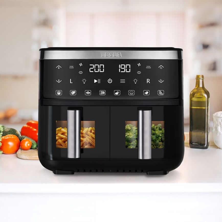 TESLA Electronics AirCook - Multifunkční duální digitální horkovzdušná fritéza 7,6 l 2850W/230V
