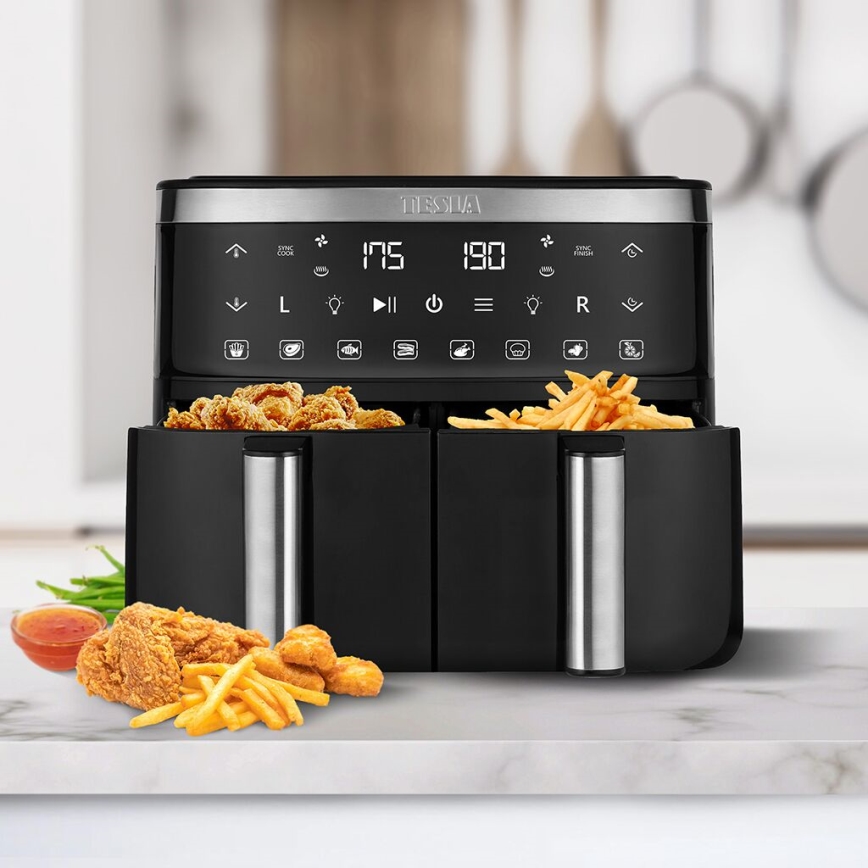TESLA Electronics AirCook - Multifunkční duální digitální horkovzdušná fritéza 7,6 l 2850W/230V