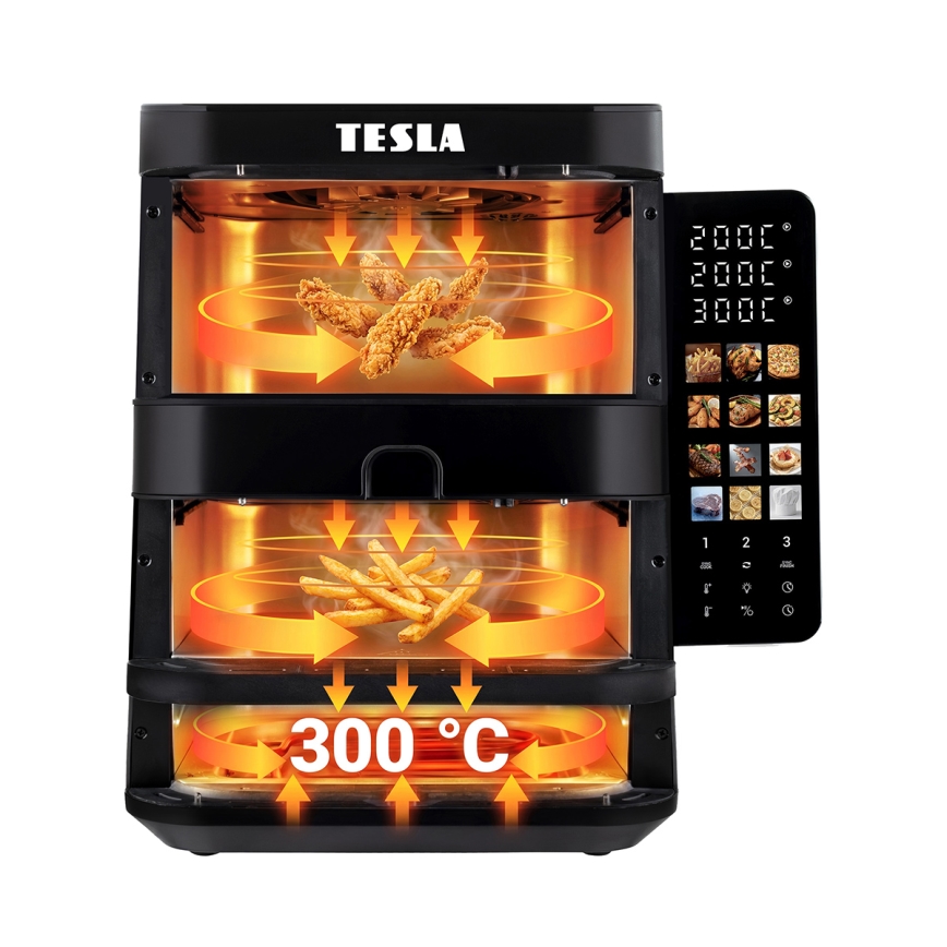 TESLA Electronics AirCook - Třízónová horkovzdušná fritéza 14,5 l 2800W/230V černá