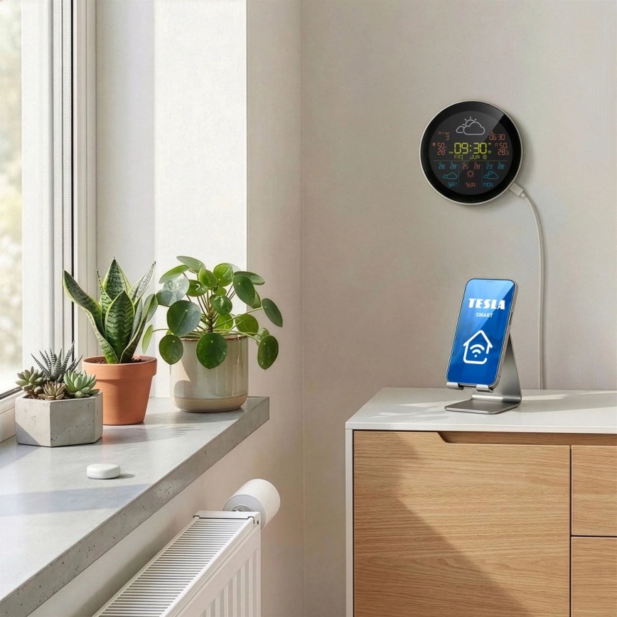 TESLA Electronics Device - Chytrá meteostanice se senzorem 400 mAh Wi-Fi Tuya IP44