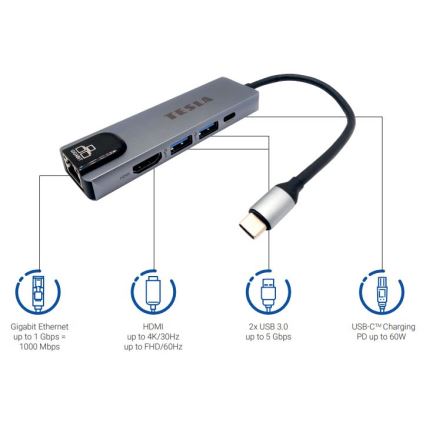 TESLA Electronics - Multifunkční USB hub 5v1