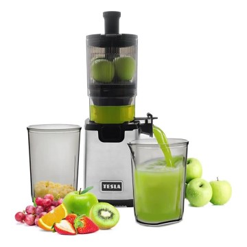 TESLA Electronics SlowJuicer Deluxe - Nízkootáčkový šnekový odšťavňovač 250W/230V nerez/černá