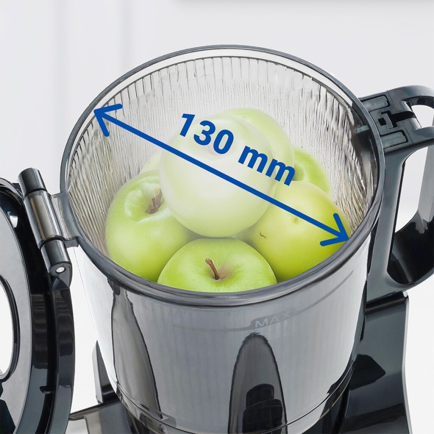 TESLA Electronics SlowJuicer Deluxe - Nízkootáčkový šnekový odšťavňovač 250W/230V nerez/černá
