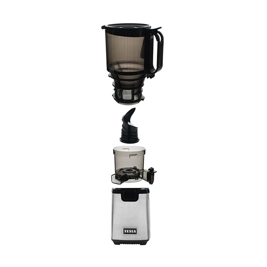 TESLA Electronics SlowJuicer Deluxe - Nízkootáčkový šnekový odšťavňovač 250W/230V nerez/černá