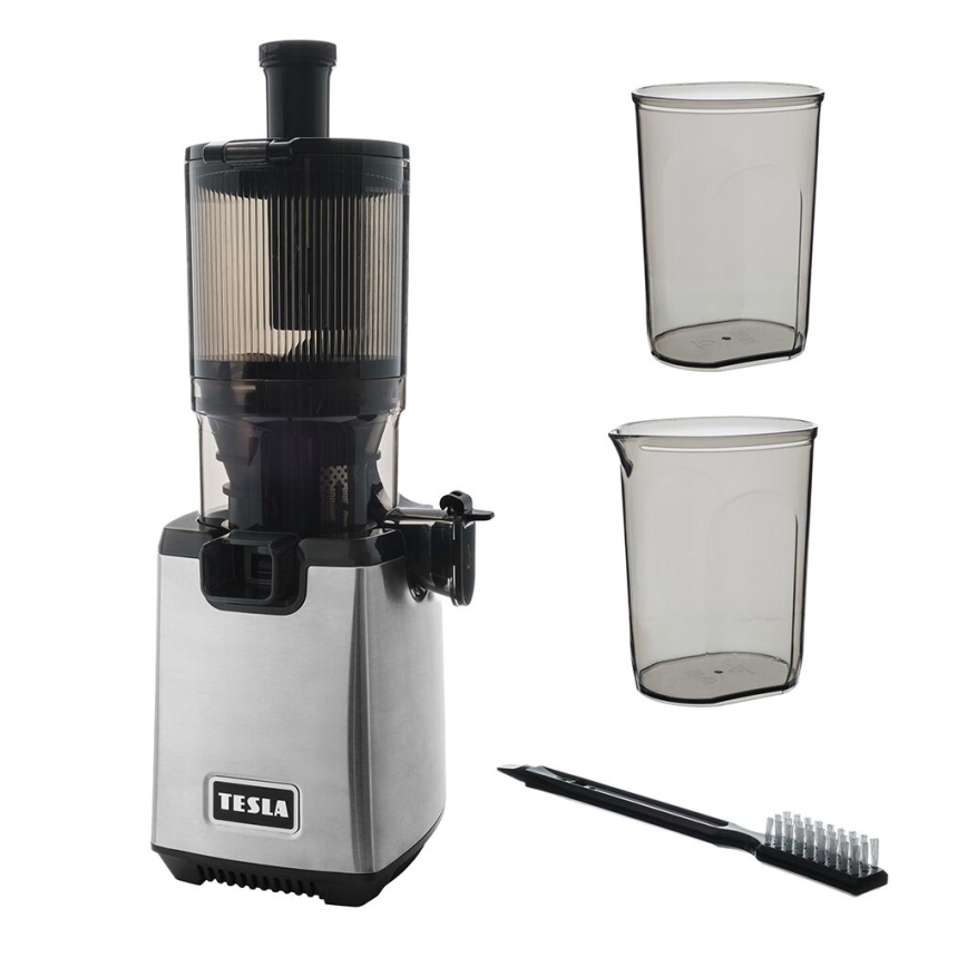 TESLA Electronics SlowJuicer Deluxe - Nízkootáčkový šnekový odšťavňovač 250W/230V nerez/černá